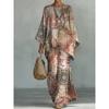 New round neck bat sleeve printed loose set bohemian lazy casual two-piece set