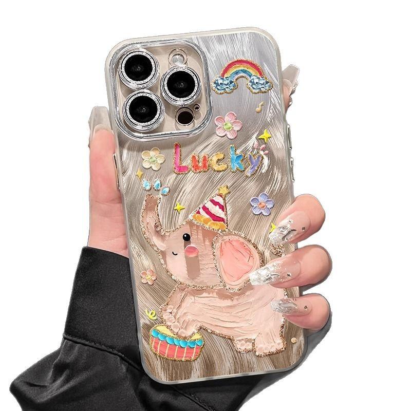 Women's feather yarn Apple 16promax mobile phone case 15pro niche 14plus advanced sense 13 all-inclusive soft case 12