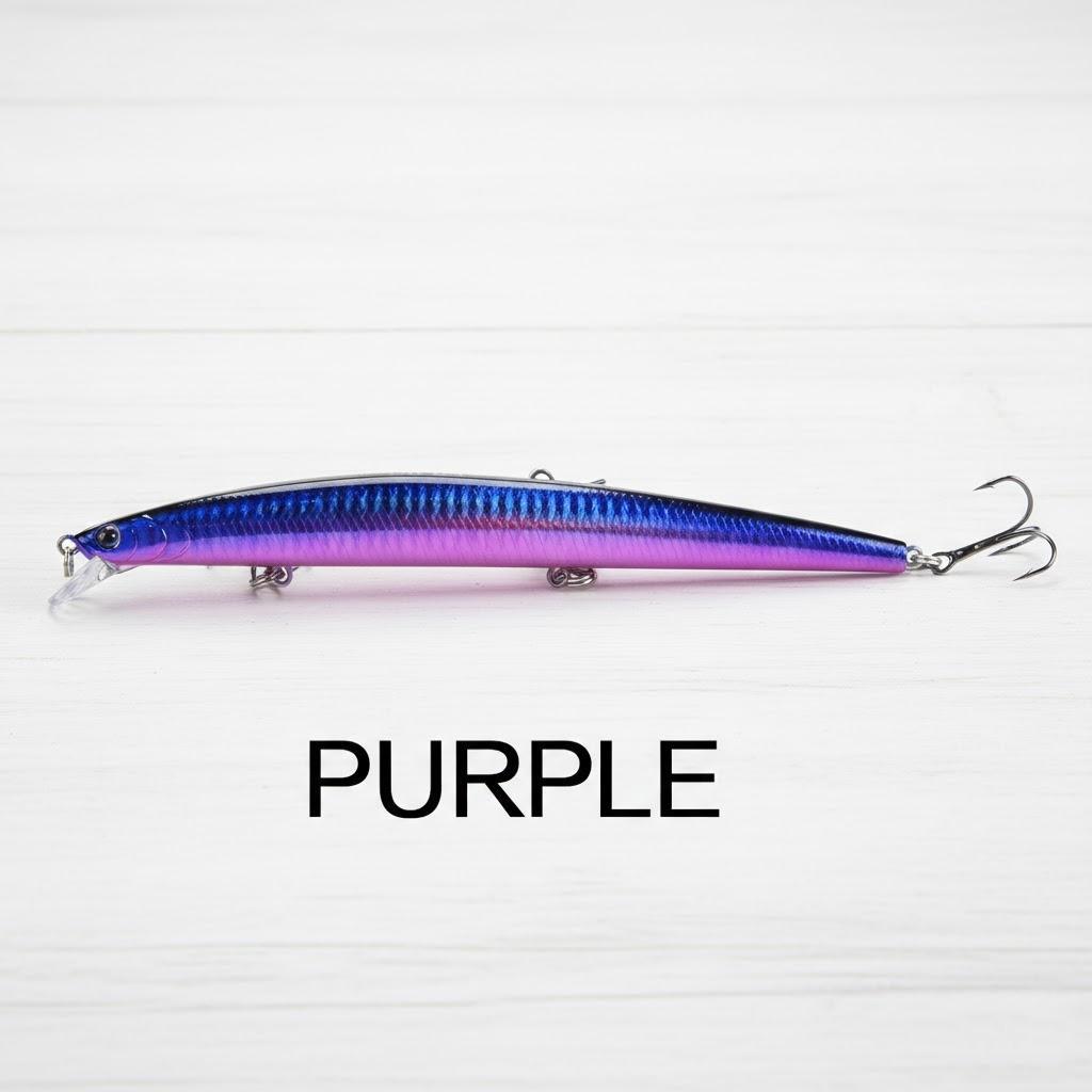 

18cm 24g Premium Hard Bait Crankbaits Big Laser Minnow Isca Artificiais Pesca Sea Wobbler Swimming Baits фіолетовий