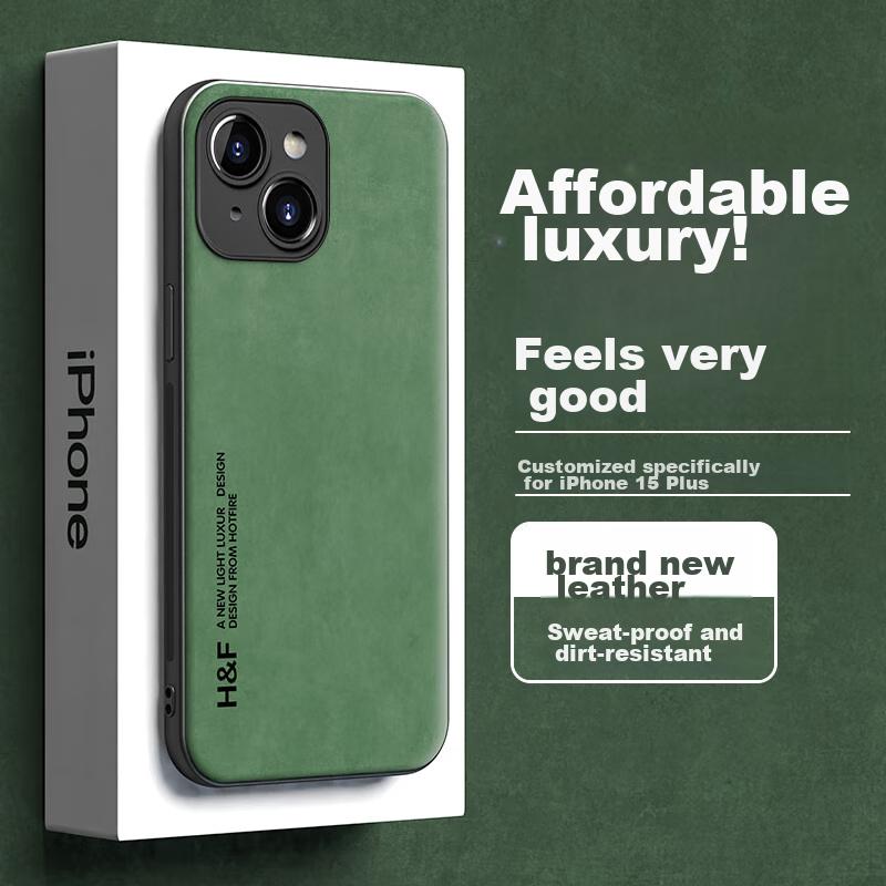 HotFire IPhone 15 Plus Case, Upgraded Skin-Like Matte Lens Full Protection Silicone Cover - Dark Night Gree