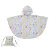 Kids' Rain Poncho, 90cm, Kukka Hippo Triangle, with Reflective Tape, Hippopotamus-Shaped Backpack with Storage Bag, 83436