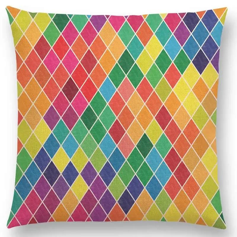Kolorowe Kwiaty Liście Kropki Poszewka na Poduszkę na Sofę Gwiazdy Fale Wzór Geometryczny Pastelowe Trójkąty Diament Tęcza Poszewka na Poduszkę
