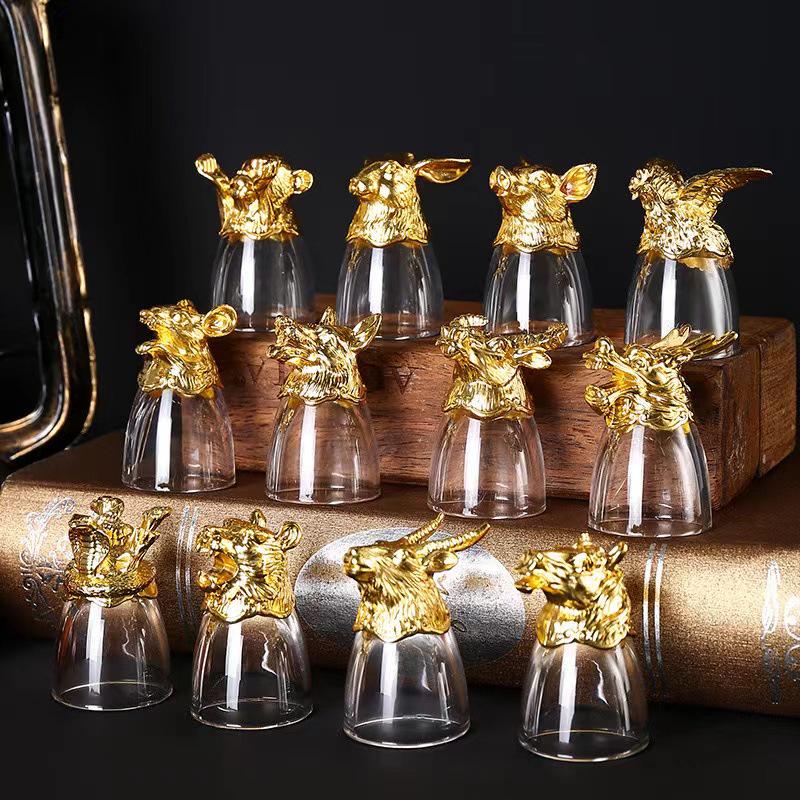Twelve Zodiac Lead-Free Crystal Baijiu Cup Set
