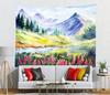 Loccor Mountain Watercolor Tapestry Spring Scenery Wall Tapestry Mountain Lake Forest Tapestries Nature Wall Art for Home Office