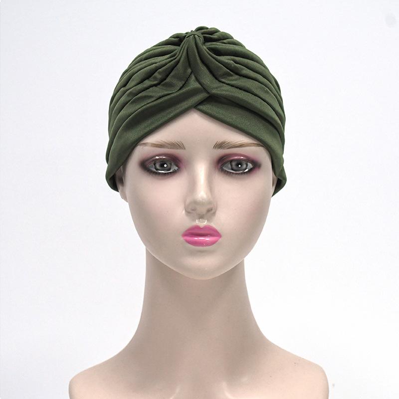 1Pcs Women'S Ethnic Style Pleated Turban Hat, Soft And Breathable, Suitable For Daily Wear, Yoga, And Fitness