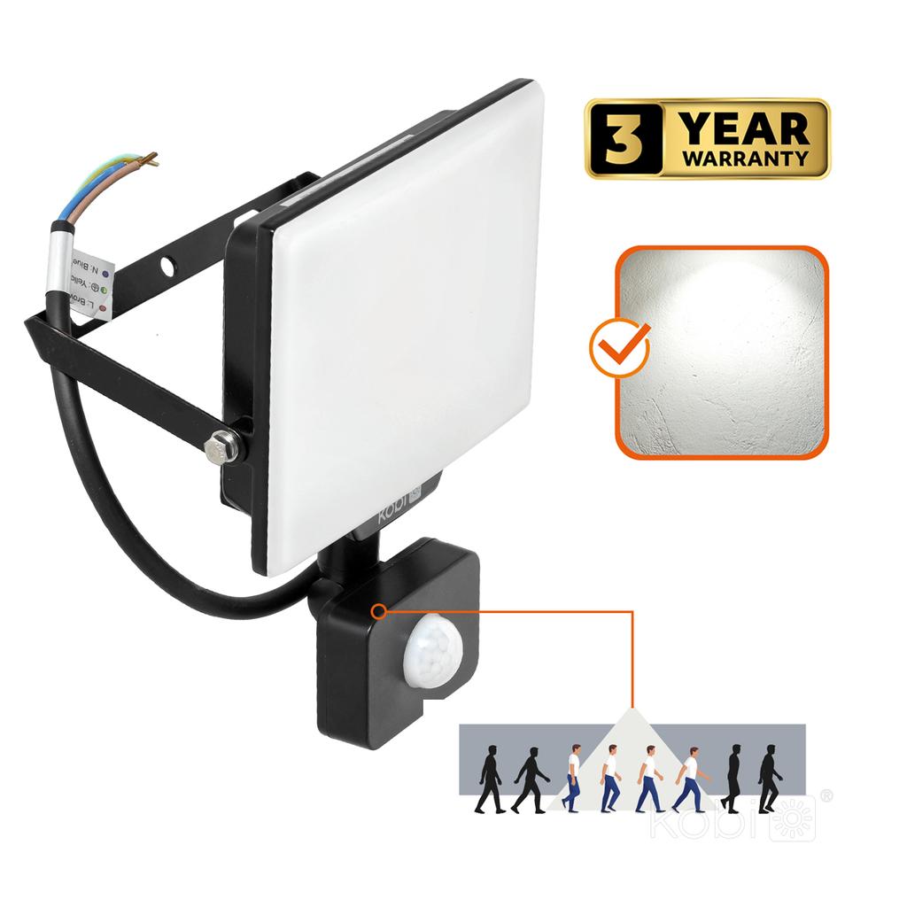 LED floodlight with motion sensor 30W 4000K IP54 black