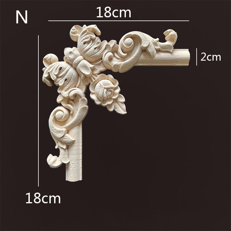 Wood Applique Corner Natural Floral Wood Carved Figurine Craft Home Decoration Accessories Background Wall Decoration Decal