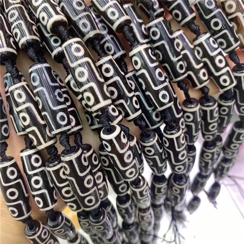 Nine-Eye Dzi Beads Natural Black Agate Tibetan Dzi Beads Jewelry Necklace With Beads Bodhi Top Beads Waist Beads Sun Moon Star
