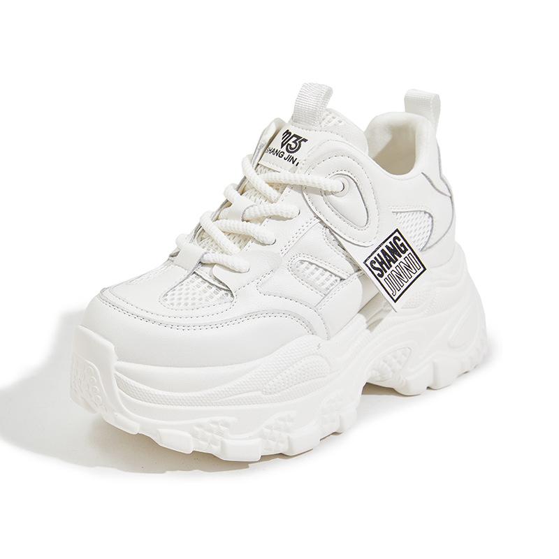 

Platform dad shoes women s 2025 spring new fashionable versatile mesh breathable inner height increasing women s shoes casual sports shoes 39 бежевий