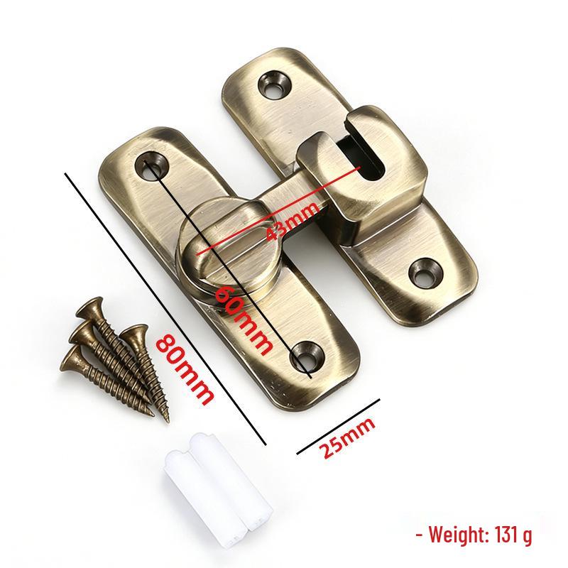 Zinc Alloy No-Punch 90° Door Latch - Thickened Push-Pull Sliding Door Lock Buckle