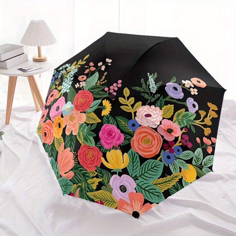 1pc Floral Bouquet Automatic Open/close Folding Umbrella, Compact Portable Travel Umbrella, Perfect Birthday/Christmas, Cute Umbrella, Durab