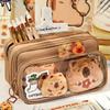 Trousse à crayons Capybara 22x13x6cm 10 Compartiments Trousse à crayons Transparente Grande Ouverture Trousse à crayons Avec Broches Mignonnes Peluche