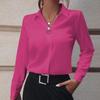 Women's Slim Fit Solid Color Long Sleeve Blouse Elegant Commuter Shirt Office Wear Top