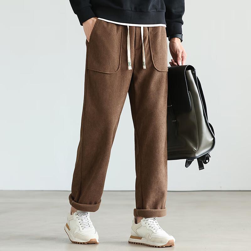 FAPAI Men's Corduroy-Look Thickened Wide-Leg Sweatpants