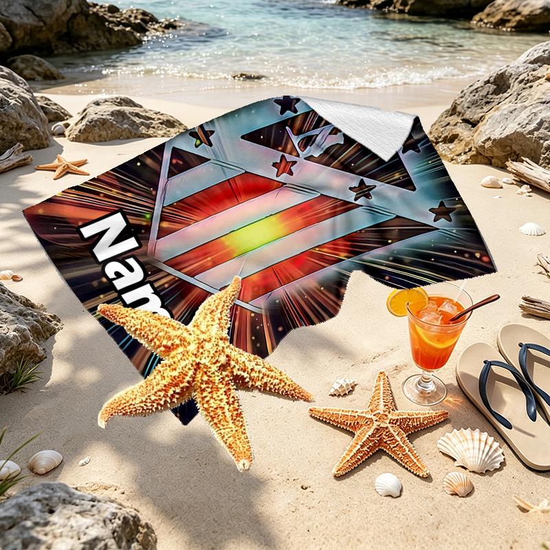 Custom Name Personalized Atletico Madrid Print Beach Towel, for Trip Camping Beach Party Home Decor, Birthday Gift for Family & Friends