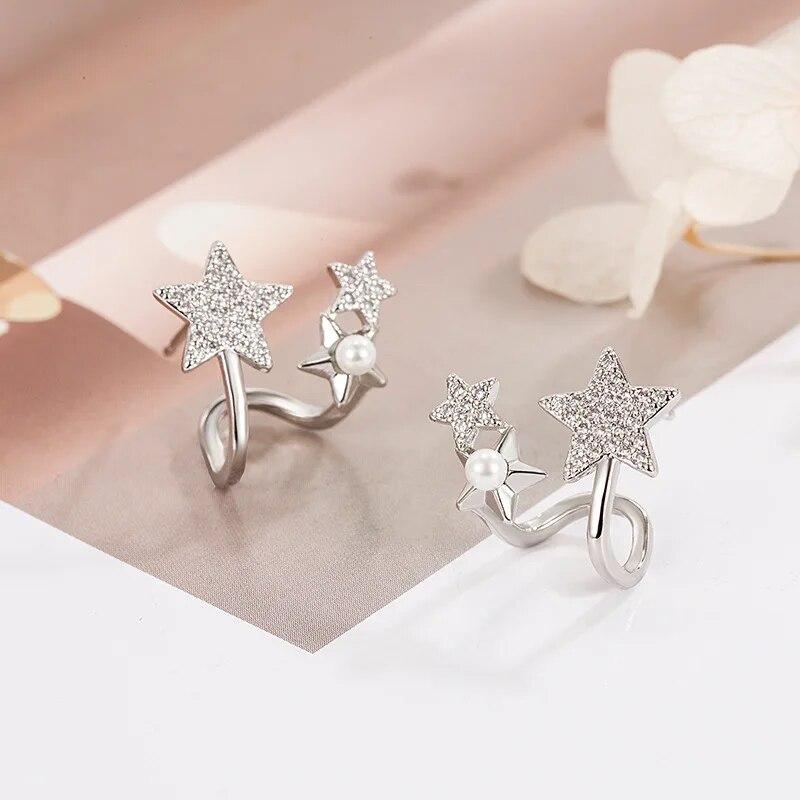 Νέα Πολυτελή Σκουλαρίκια Καρφωτά Ακανόνιστου Αστεριού με Μαργαριτάρια και Κρύσταλλα, Εξαιρετικά Σκουλαρίκια με Ζιργκόν σε Δέσιμο με Νύχια για Γυναίκες, Κοσμήματα Μόδας, Αξεσουάρ για Πάρτι