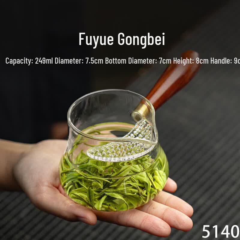 Heat-Resistant Glass Gongdao Cup with Crescent Strainer