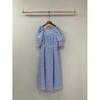 C S In The Room Free Poki CheCk Square neCk Puff Sleeve Long dreSS 2Color