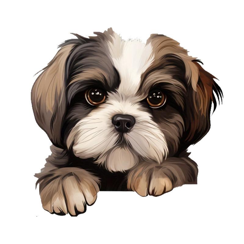 DK121# The Shih Tzu Dog Watches You Car Decals Bumper Window Stickers Car Accessories Waterproof Vinyl Material