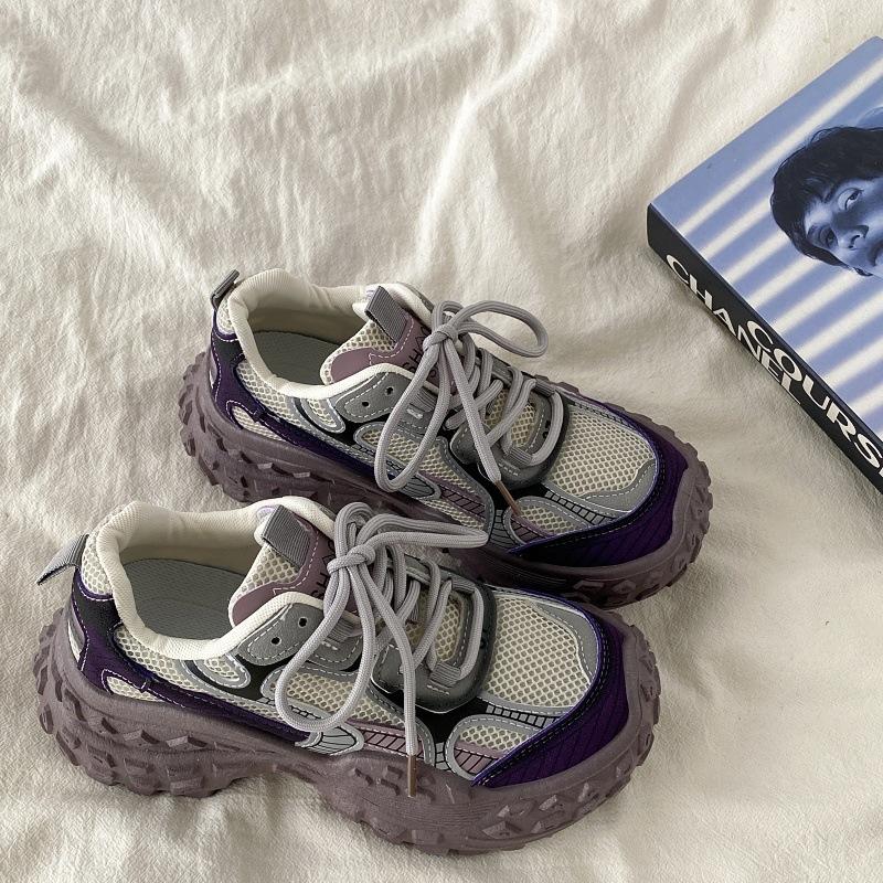 

Niche фиолетовые сетчатые туфли на платформе для пап, женские туфли ins tide 2025, новые летние туфли для увеличения роста, повседневные спортивные туфли, дышащие 40 фиолетовый