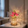 Yousheng Decorative Lights Lily Table Lamp USB Rechargeable Acrylic Crystal Vase Lamp with 3 Color Touch Dimmable Night Light for