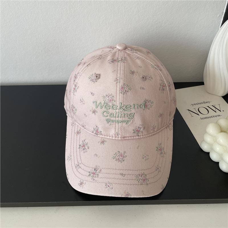 Small Fresh Embroidery Letter Floral Baseball Cap Female Early Spring Cute Age Reducing Sweet Cap
