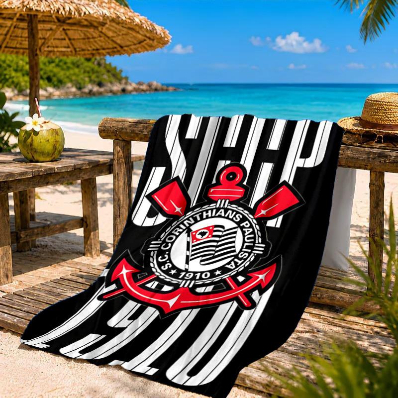Sport Club Football Crest Printed Microfiber Beach Towel, Soft And Absorbent, Quick-Dry, Ideal for Summer Travel, Beach Essential, Swimming Pool