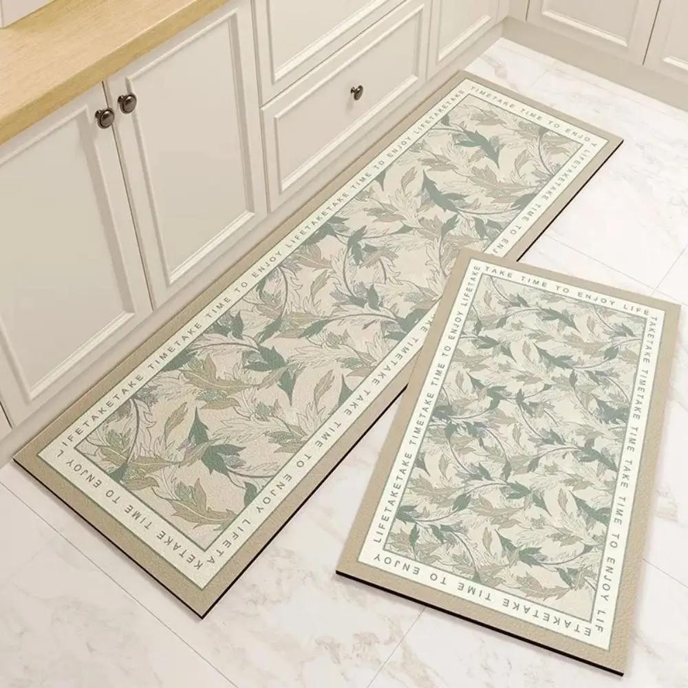 2-Piece Set Geometric Patterned Rugs Water-Absorbent Quick-Dry Kitchen Mats Bathroom Anti-Slip Door Mats Home Decor