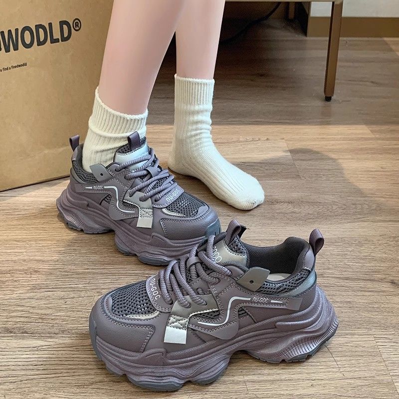 Showing feet little dad shoes women's new winter white platform sneakers breathable casual heightening shoes