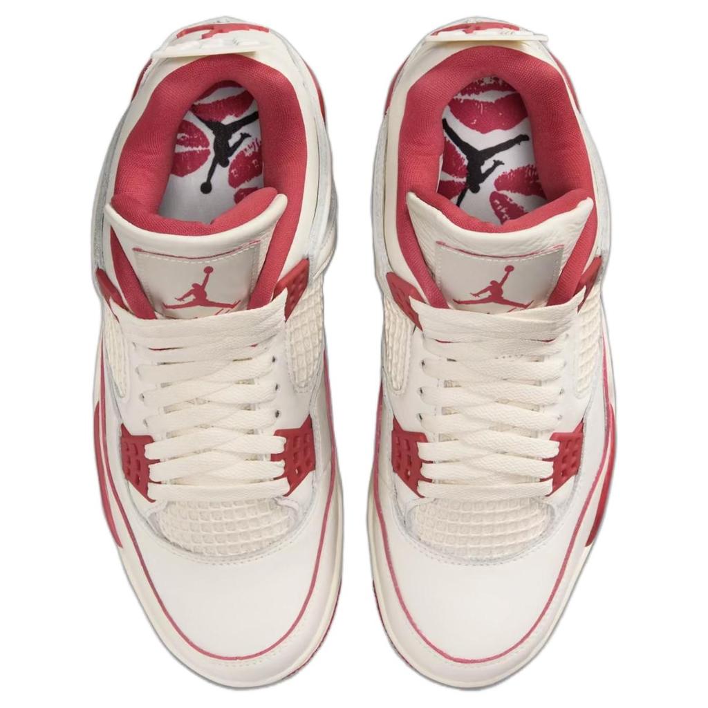 Air Jordan 4 Retro Valentines Day Women Sneakers Cream Pale-Ivory Sierra-Red HV0823-108