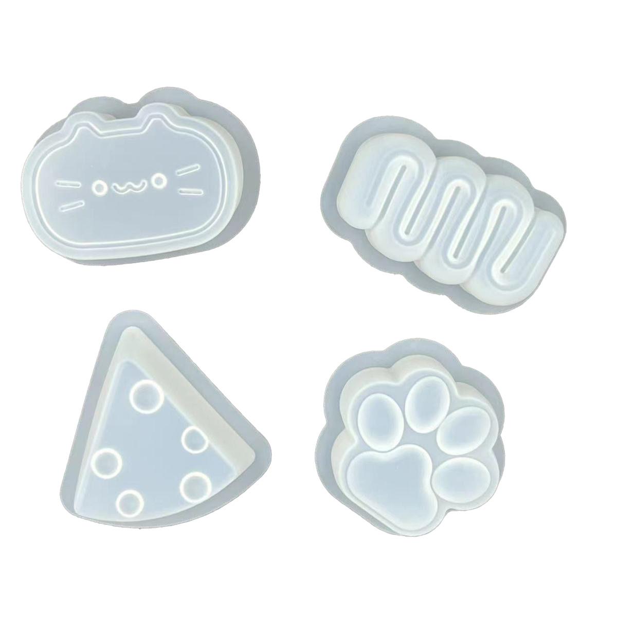 Набор из 4 силиконовых форм для смолы: Лапка кошки, Котята и Сыр. Создайте свою собственную сквиши-игрушку «Лапка кошки» дома