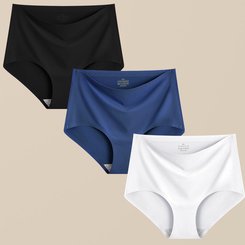 FINETOO 3Pcs Women's Panties Seamless Underwear Invisibles Briefs High Waist Full Coverage Breathable Moisture Wicking Underpant