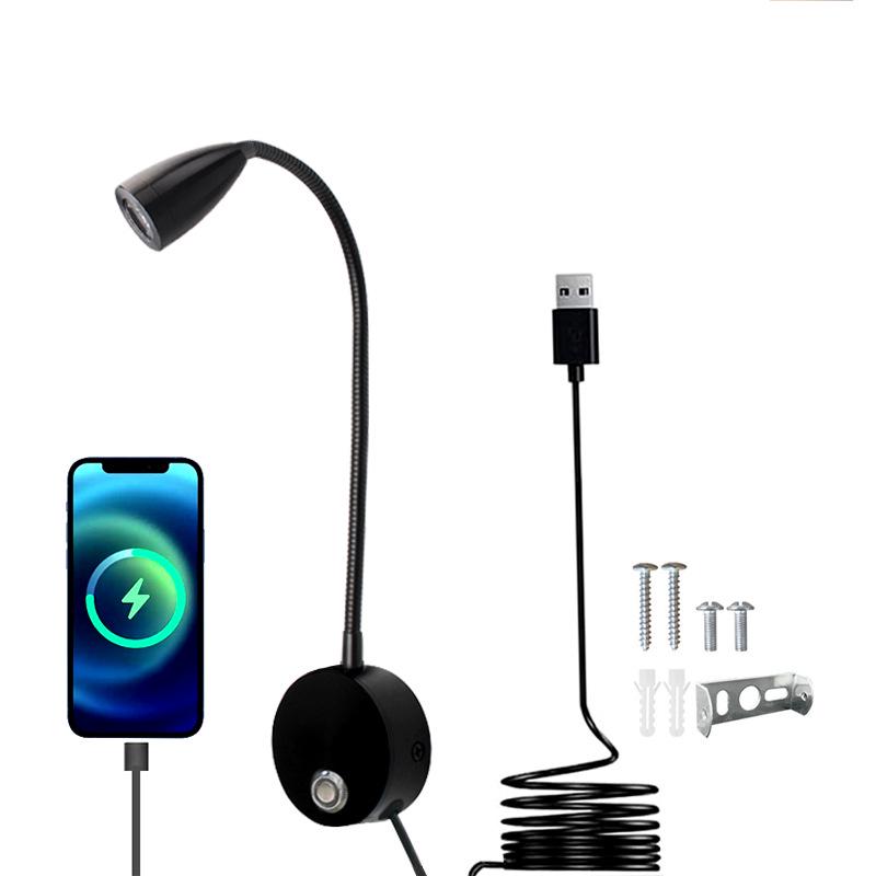 

3 Вт Гибкий светодиодный светильник для чтения на гусиной шее с сенсорным диммированием для прикроватной тумбочки в отеле 3W Warm Light 3000K