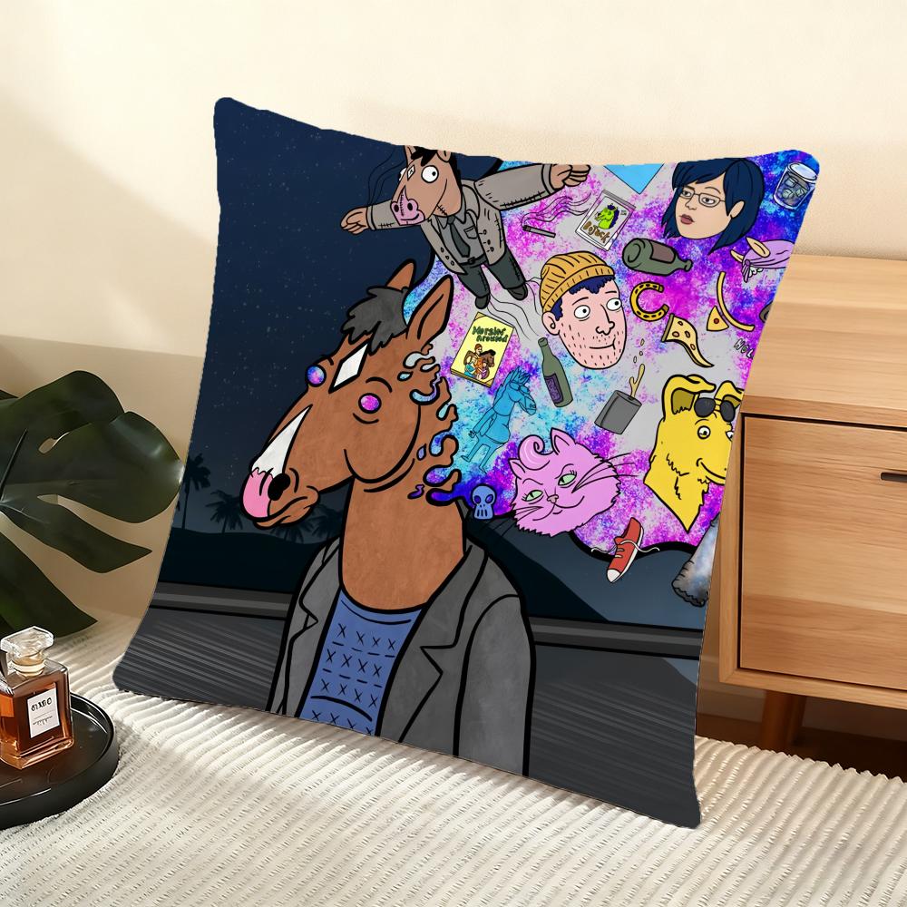 Bojack H-Horseman Cushion Cover Soft Short Plush Pillow Cover Smooth Cozy Texture Aesthetic Cushion Case Home Decor