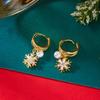 Fashion Christmas Snowflake Zircon Crystal Pearl Gold Color Earrings Stud Dangle Xmas Jewelry Women Party Gift