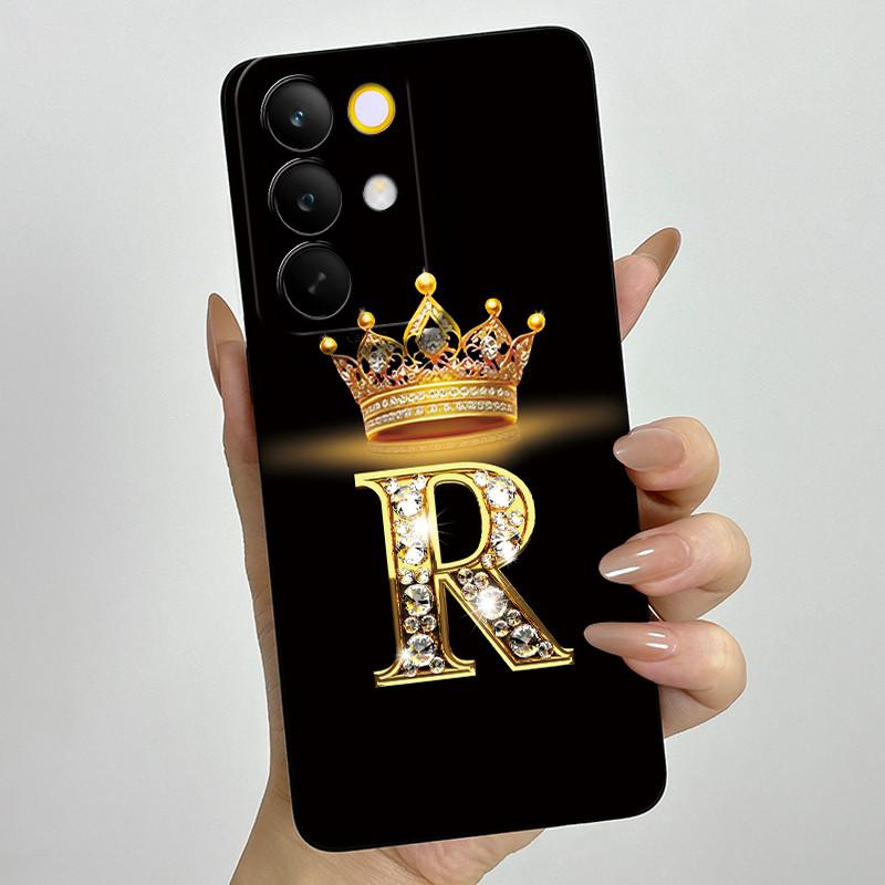 For Realme C85 Pro 2025 Crown Initial Letter Couple Phone Case RealmeC85 Pro 4G RMX5555 Soft Silicone TPU Lens Protective Casing