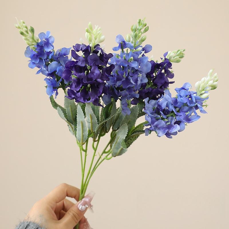 

6pcs Silk Fake Flowers Artificial 5-Head Hyacinths Bouquet Bedroom Decorative Blue Flower Simulated Hyacinth Garden Decoration синій