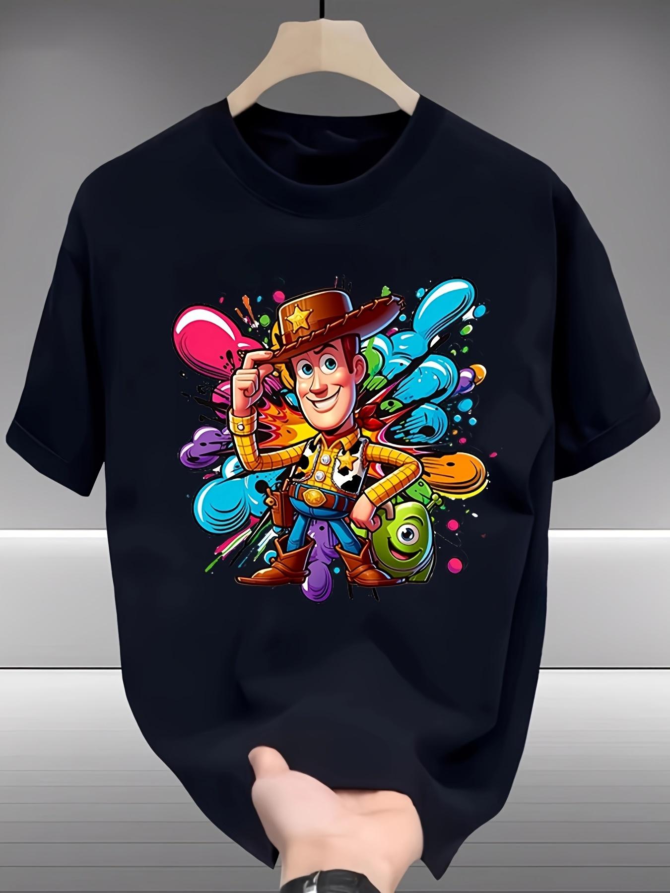 Casual T-shirt with Vibrant Cartoon Character Graphic - Black XL