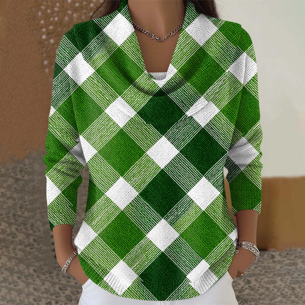 Women's Casual And Fashionable Round Neck Long Sleeved Printed Top Sweater