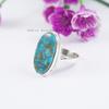 Copper Turquoise Ring, 925 Sterling Silver Ring, Gift for Girls, Oval Blue Turquoise Ring, December Birthstone Handmade Ring