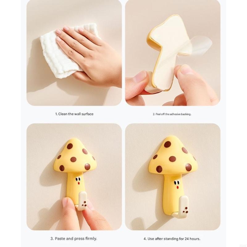 Detachable Mushroom Hooks High Capacity Wall Hooks Creative Room Decoration Perfect for Hanging Towels Robes Curtains HX6C