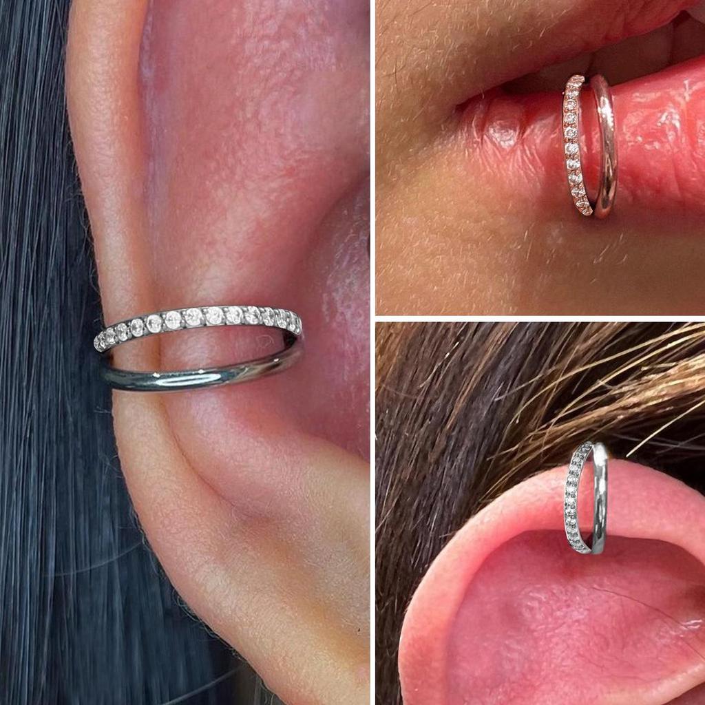F136 Titanlegierung Nahtloser Ring Nasenpiercing mit Zirkonia Knorpelohrring.