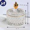 European Retro Glass Jar with Lid Transparent Gold Jewelry Cotton Swab Storage Box Tea Candy Tank Sugar Bowl Makeup Brush Holder