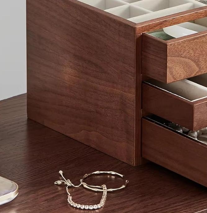 Multi-Layer Jewelry Box with Organizer Rectangular Tabletop Display Case for Earrings Bracelets Necklaces & Rings Jewelry Boxes