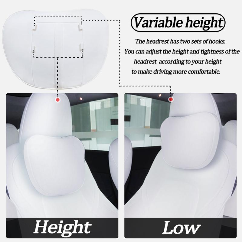 OULEX For Tesla Model 3 Y Flocking/Leather Car Seat Neck Pillow Soft Memory Neck Pillow High-Quality Headrest Lumbar Support