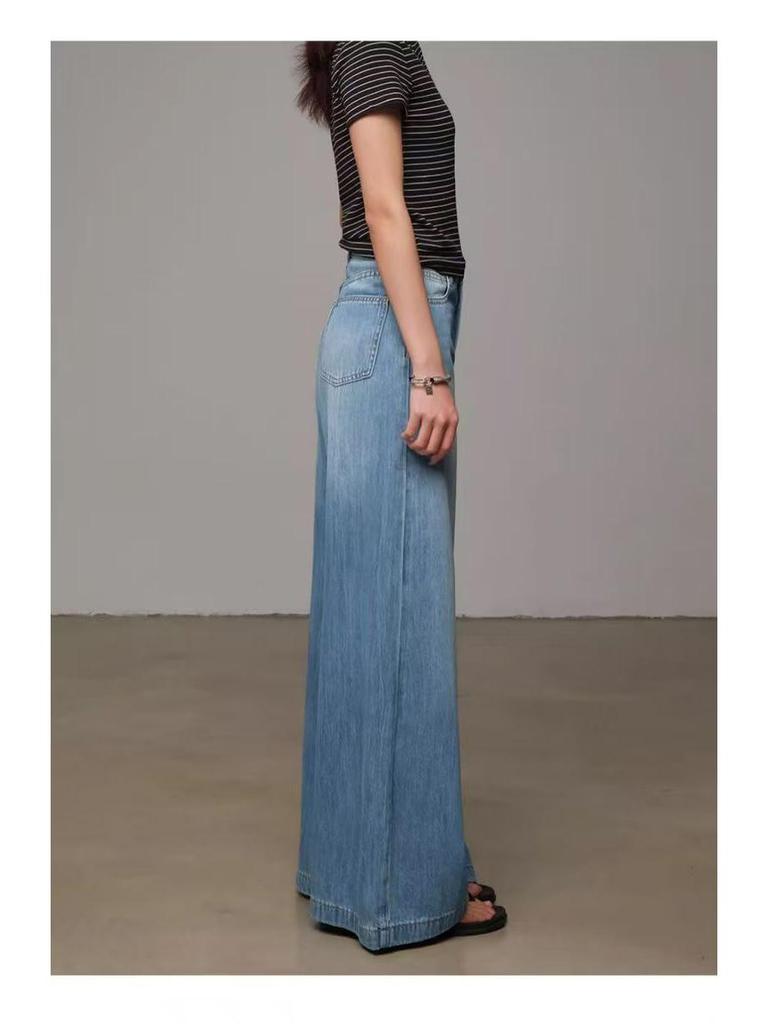 Women's Lyocell Tencel High Waist Wide Leg Jeans