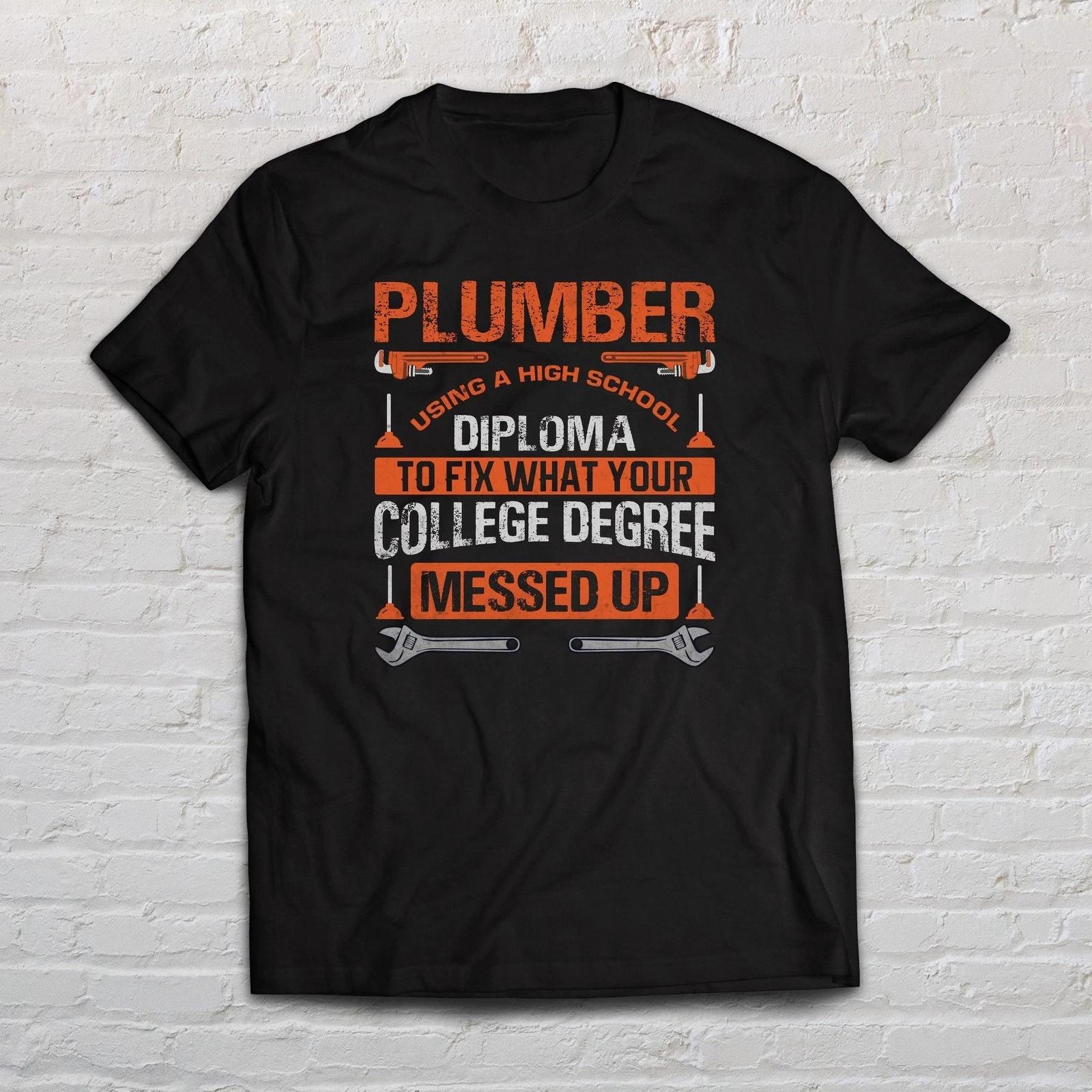 Plumber funny shirt plumbing tee black navy dark heather 3XL