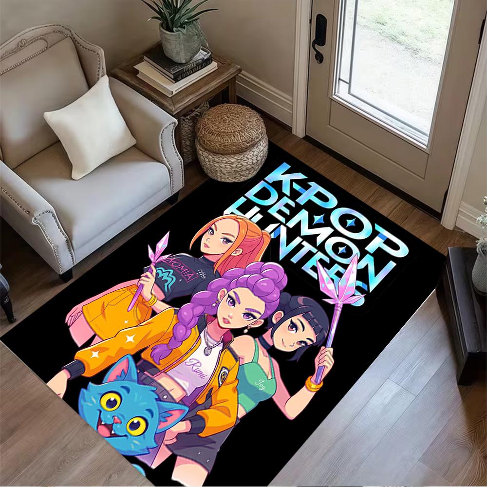 K-pop Demon Hunters Carpet Suitable for Balcony Dormitory Study room Playrooms Antislip Carpet Anime Office Decor Perfect Gift for Women/Men