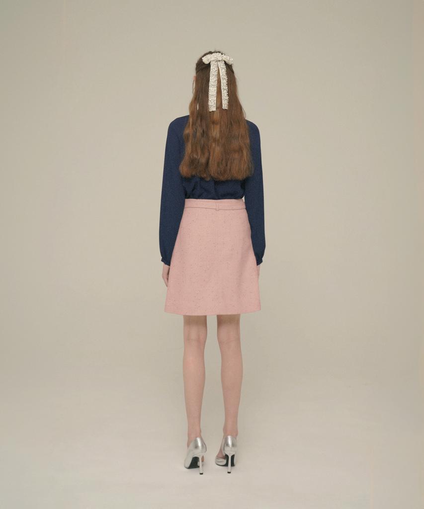 Aiseugadeuneiogongpal Crystal-Button Tweed Skirt_Shell Pink