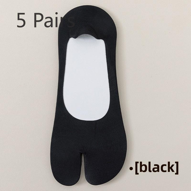 5 Pairs Split Toe Boat Socks Men's Shallow Toe Socks Summer Non-slip and Cool Ice Silk Socks